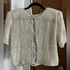 Vintage 80s Lawrence Kazar beaded blouse‎